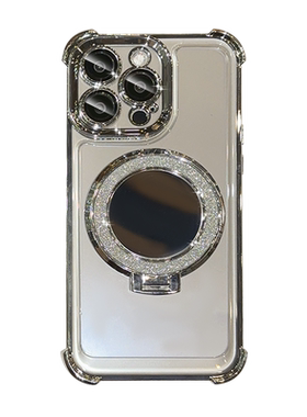 闪粉镜子磁吸支架适用苹果17ProMax手机壳女新款iPhone16pro透明高级感15pm镜头全包14四角气囊防摔13硅胶12