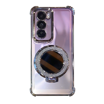 镜子磁吸支架适用oppoReno12Pro手机壳透明新款reno11高级感女10四角气囊9p镜头全包防摔8超薄7软硅胶6套5/5K