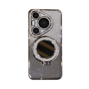 奢华闪粉水钻适用华为Pura70Pro手机壳新款带镜头膜80Ultra镜子支架2024女款高级感P70系列Pro+硅胶全包防摔