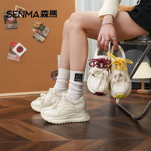 森马阿甘鞋女2025新款厚底7cm内增高小个子华夫鞋运动休闲老爹鞋