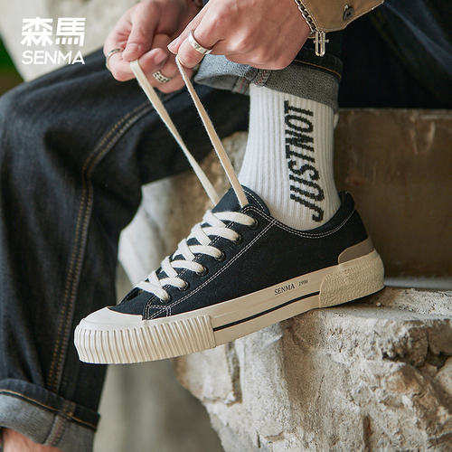 森马透气休闲板鞋低帮帆布鞋男