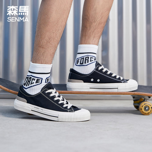 SENMA/森马帆布鞋男平底鞋子板鞋