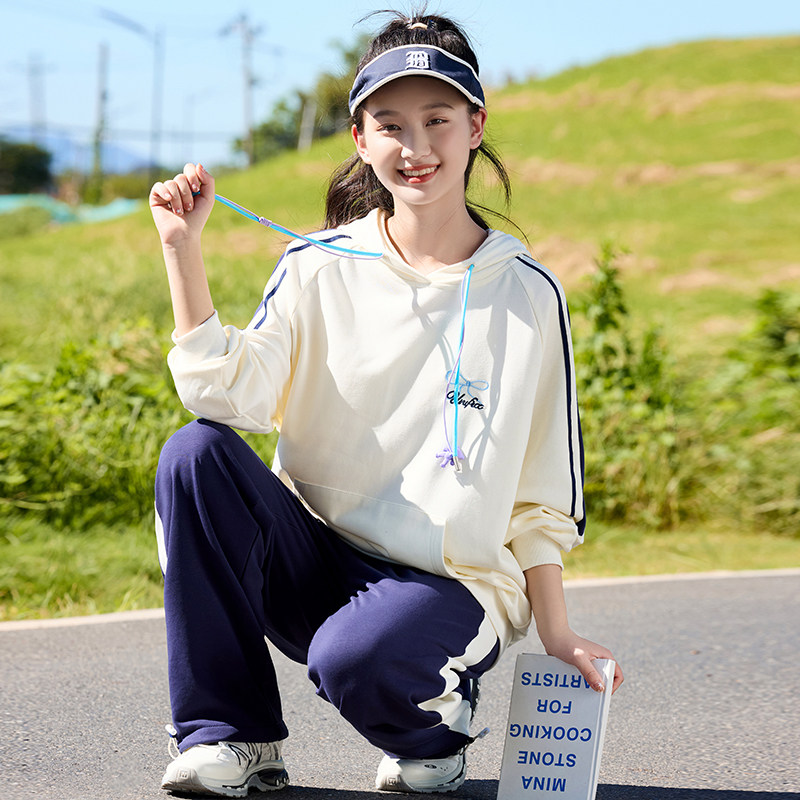休闲秋套装运动套装新款高初中学生洋气女大童秋冬季时尚两件套