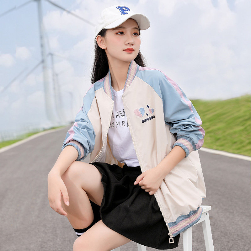 撞色雪诗恋休闲棒球服中学生外套
