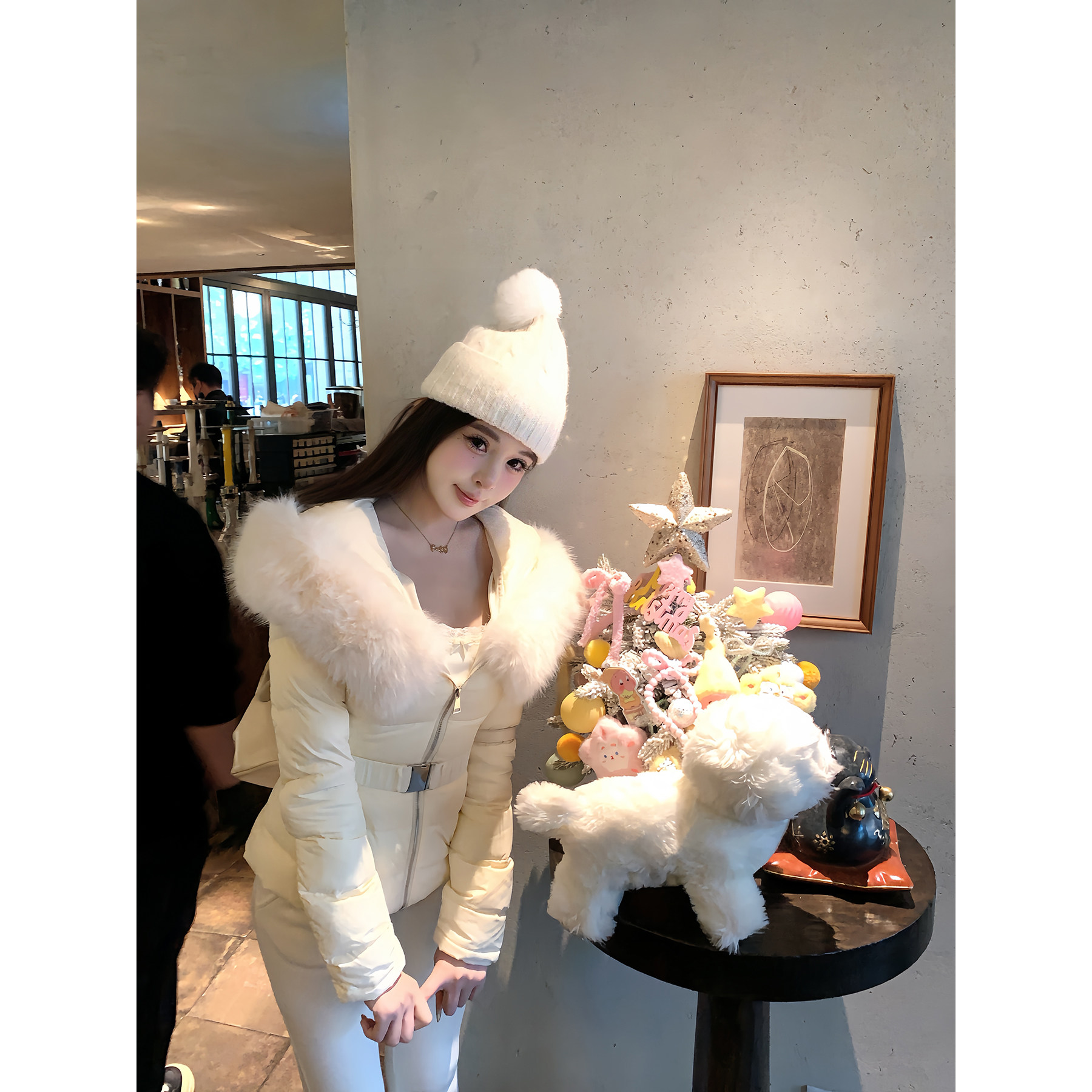 天鹅er【冬日韩女】百搭气质时尚白色韩版套装E25N10303E25K10267