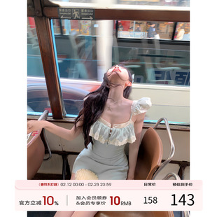 项天鹅er 法式吊带连衣裙女2026早春新款雪纺纯欲a字短裙度假裙子