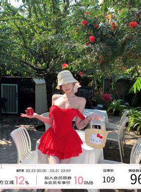 项天鹅er 辣妹套装女2026早春新款鱼骨胸衣抹胸上衣蛋糕裙两件套