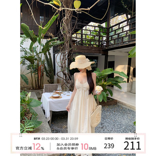 小众收腰连衣裙E25Q10556 气质夏季 天鹅er 春日暮野