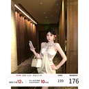 新款 连衣裙女2025冬季 高级感露肩包臀裙拼接裙子 法式 项天鹅er