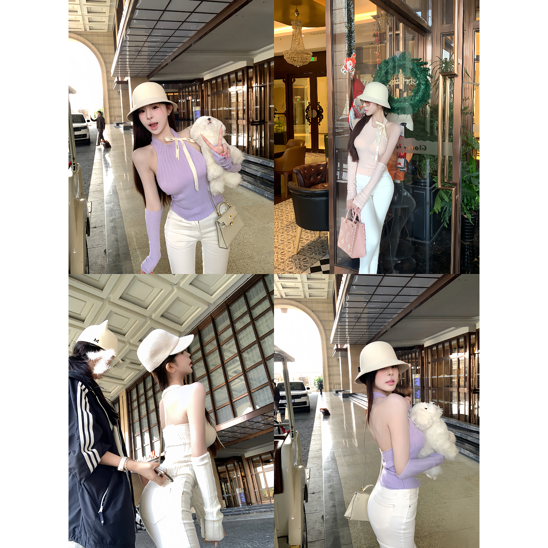 项天鹅er 针织挂脖上衣女2025冬季新款性感露背内搭上衣打底背心