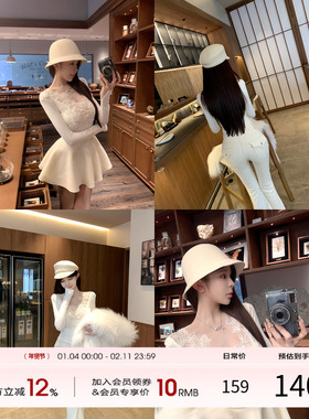 项天鹅er 白色长袖上衣女2025冬季新款加绒内搭打底衫蕾丝拼接T恤