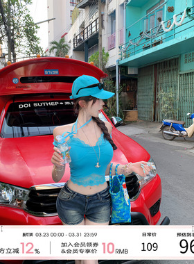 天鹅er 【泰兰德vintage】通勤短款性感韩版上衣E26Y20006