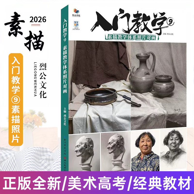 入门教学9素描教学体系照片对画 2026烈公文化单体组合素描几何体静物临摹范本画册美术高考绘画书