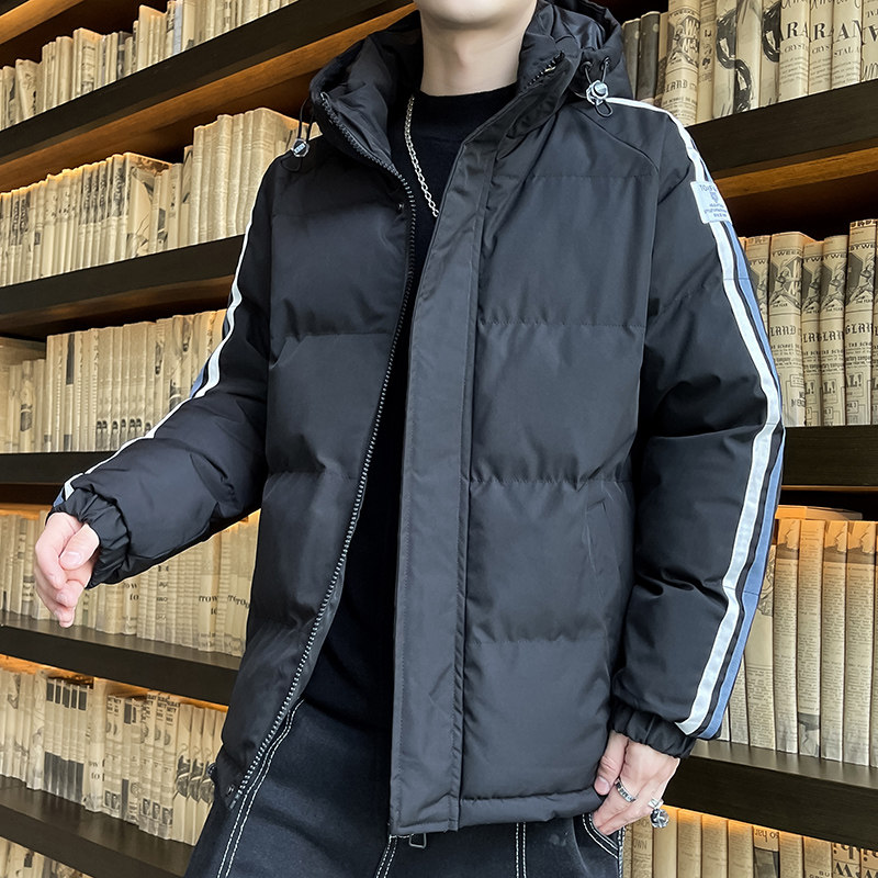 LOOSE COTTON CLOTHING MENS 2024 NEW WINTER FASHION BRAND FASHION CASUAL VERSATILE COMFORTABLE THICKENED HOODED COTTON JACKET