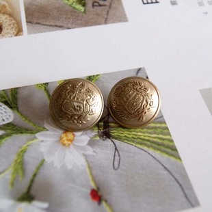 20mm浅金色钮扣金属手缝有脚扣子徽章英式纽扣外套扣时装扣