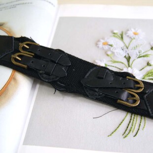 4cm宽帆布腰带配饰真皮装饰嘻皮朋克腰封装饰欧美男女通用半成品