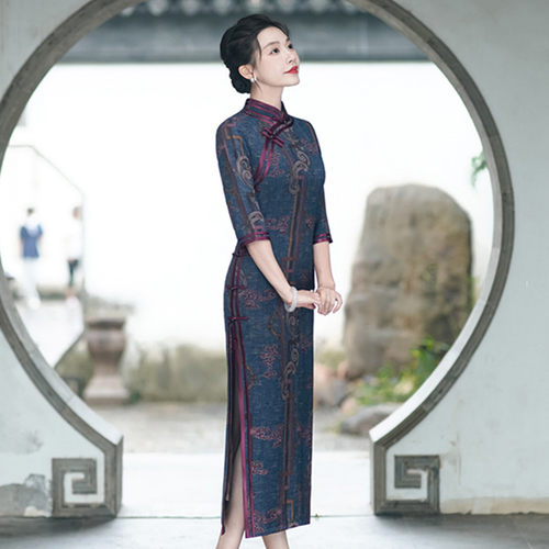 小个子淡雅妈妈旗袍秋冬七分袖日常可穿喜婆婆2026新改良高级中袖