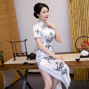 高端大气 绝美气质女人味改良港风长款 新中式 国风水墨旗袍2026新款