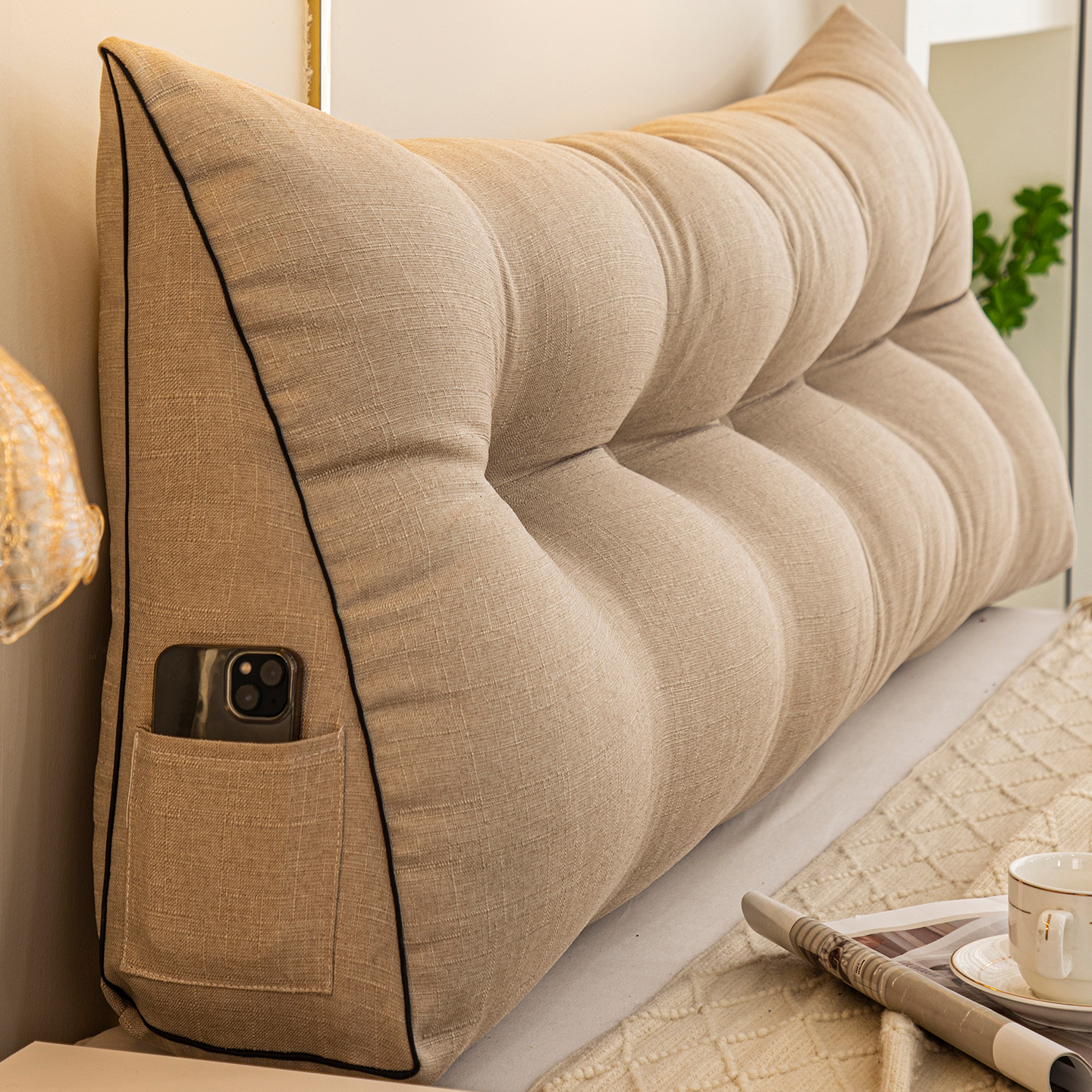 日式简约床头靠垫软包