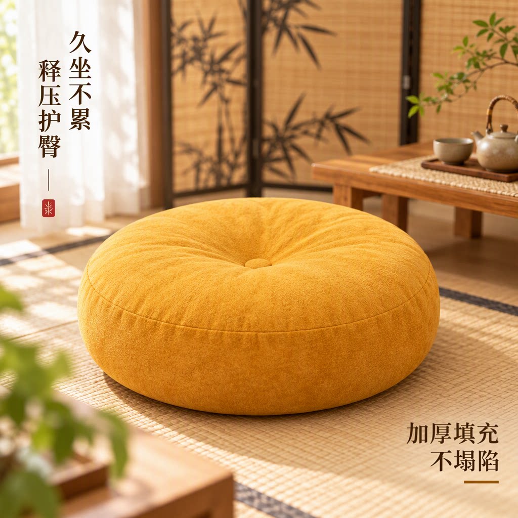 加厚蒲团坐垫椅子垫榻榻米飘窗地上垫子家用办公室打坐圆形座椅垫