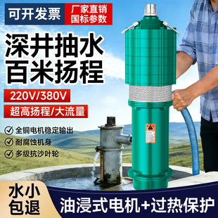 高扬程潜水泵深井大功率农用灌溉1寸高压抽水泵纯铜高扬程清水泵
