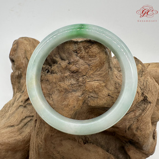 【肌容雪】天然缅甸A货白底青翡翠平安镯 编号192(#18号)