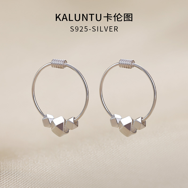 通体纯银碎银几两耳环银耳圈