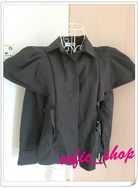 宫廷挺肩披肩款黑色衬衣03050【两件包邮】