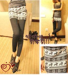 冬装圣诞节日气氛北國 假兩件裙裤 打底裤00250灰色 包邮huixing
