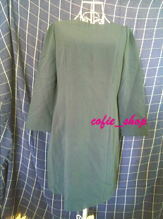 品牌NAIN商务风藏蓝色纯色毛呢拉链长袖通勤连衣裙0390