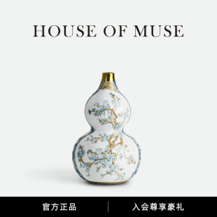 纳茉 花瓶手绘釉下彩陶瓷葫芦花器客厅瓷器玄关摆件 缪斯家新中式