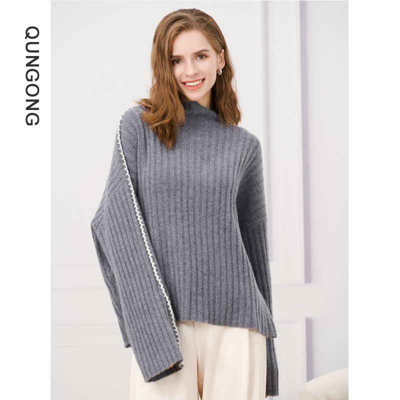 群工新款秋冬宽松纯色纯羊绒衫女宽松套头保暖加厚半高领毛衣,女装/女士精品,羊绒衫,淘宝优惠券,粉丝福利购,淘宝优惠卷