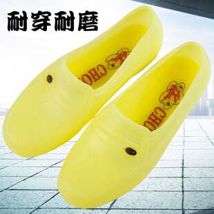 加厚工地厨房胶鞋男士雨鞋冬季防滑耐磨黄色短筒低帮工作水鞋外穿