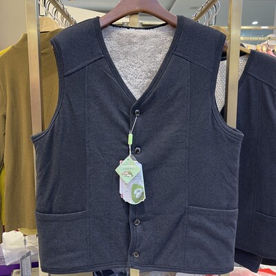 融绒暖意加厚马夹中老年爸爸马甲坎肩蚕丝驼绒开衫外套大码男秋冬