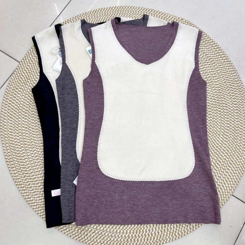 伊丽莎白秋冬83362色纺纱蚕丝贴片女士保暖背心锁热加绒加厚马甲