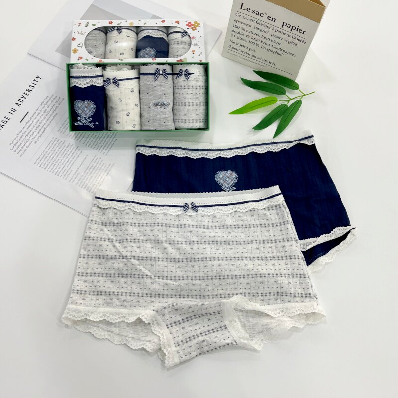 花栖木夏季奶油碎花女打底安全内裤女纯棉裆防走光二合一平角内裤图片