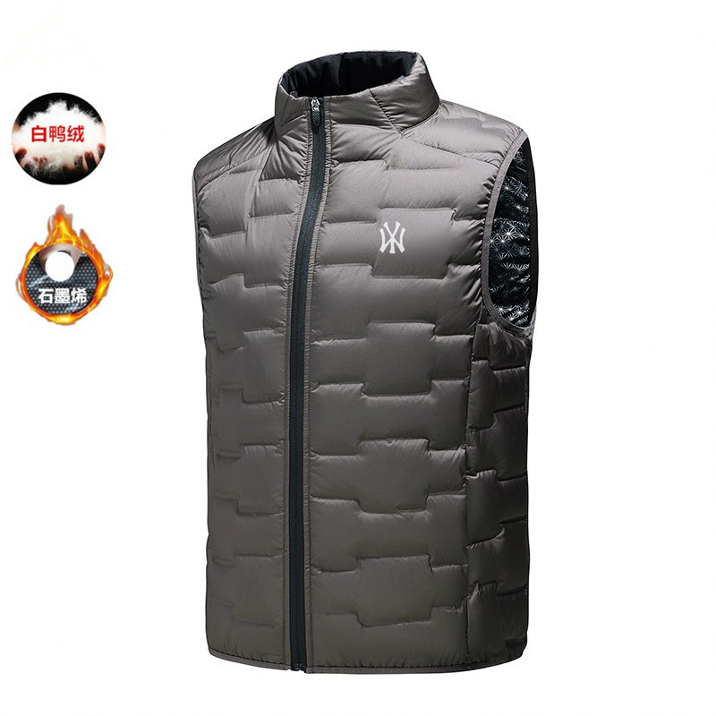男士石墨烯发热白鸭绒羽绒马甲