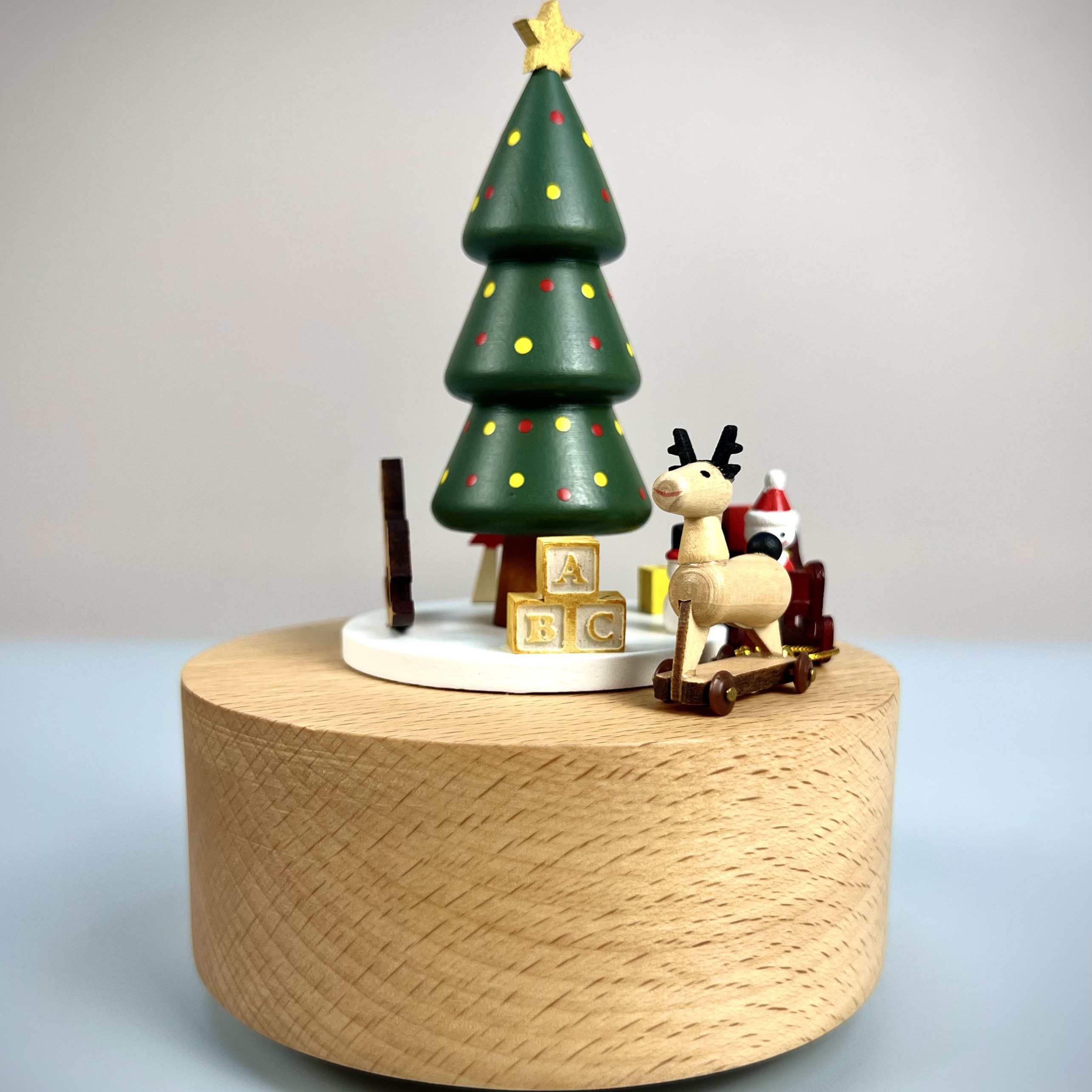 圣诞礼品木质旋转电动充电音乐盒八音盒创意工艺品送男女生日礼物