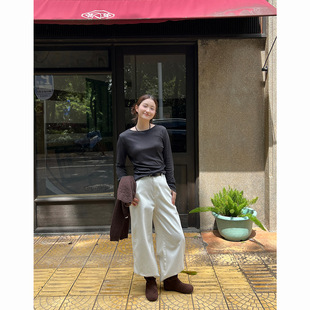 新款 宽松垂感直筒裤 XXGN秋冬季 秋季 女女士 韩版 简约休闲裤