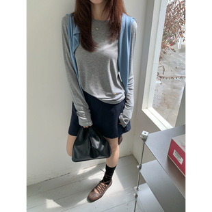 上衣 XXGN莱赛尔软糯修身 打底衫 多色简约内搭长袖 T恤女秋季