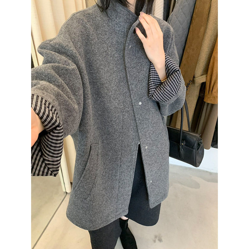 XXGN2025冬季新款全羊毛拼接立领