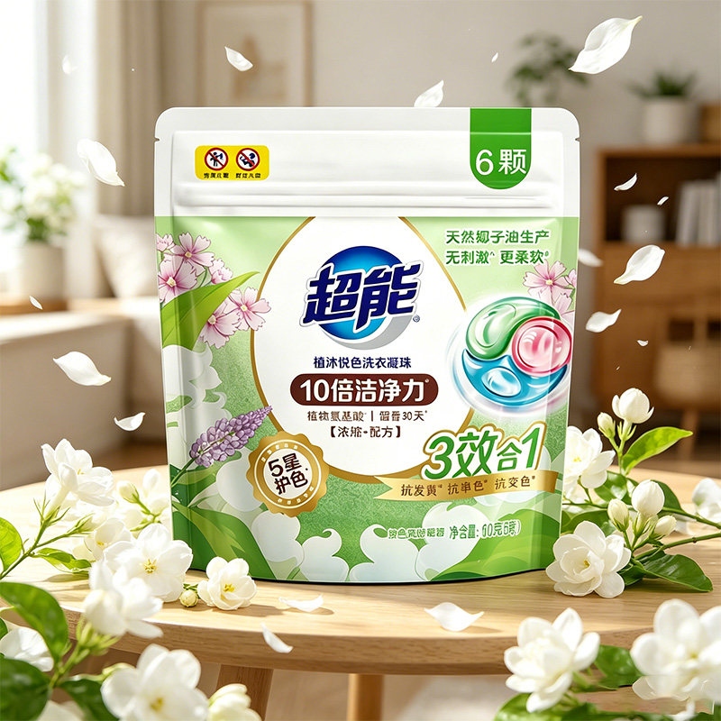 超能植沐悦色洗衣凝珠6颗3腔浓缩洗衣球机洗专用旗舰店品牌正品JF