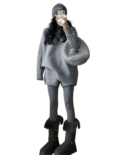 Цветной свитер, демисезонное платье, комплект, изысканный стиль