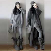 [Серый свитер + шорты] [миу миу стиль небольшой аромат корейский стиль атмосфера красивый осенний наряд богатой дочери уникальная и шикарная новогодняя рубашка 2025 года супер горячий комплект зимнего наряда в стиле зала ранней и ранней осени]