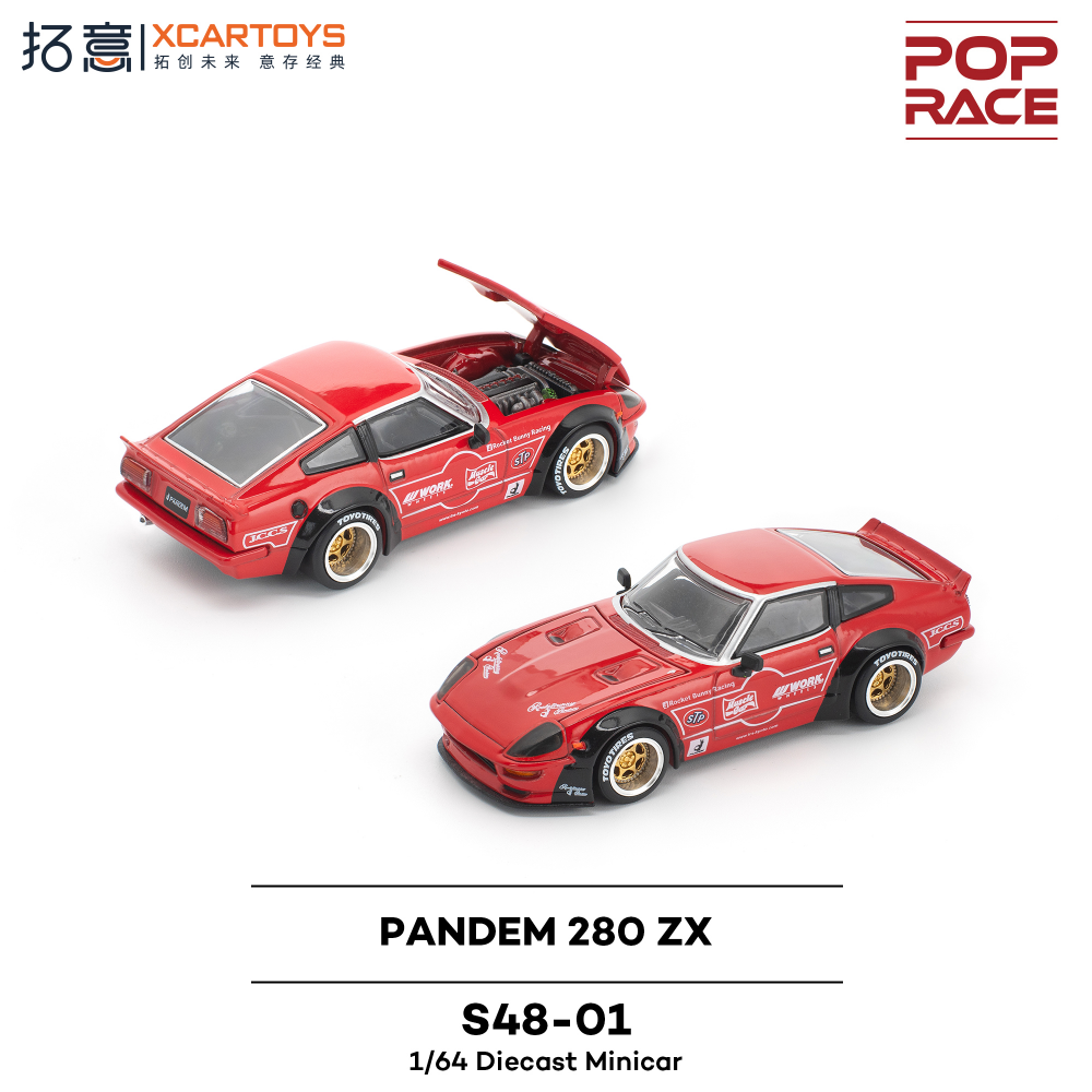拓意POPRACE 1:64 S48-01 PANDEM 280 ZX 红色 合金汽车模型