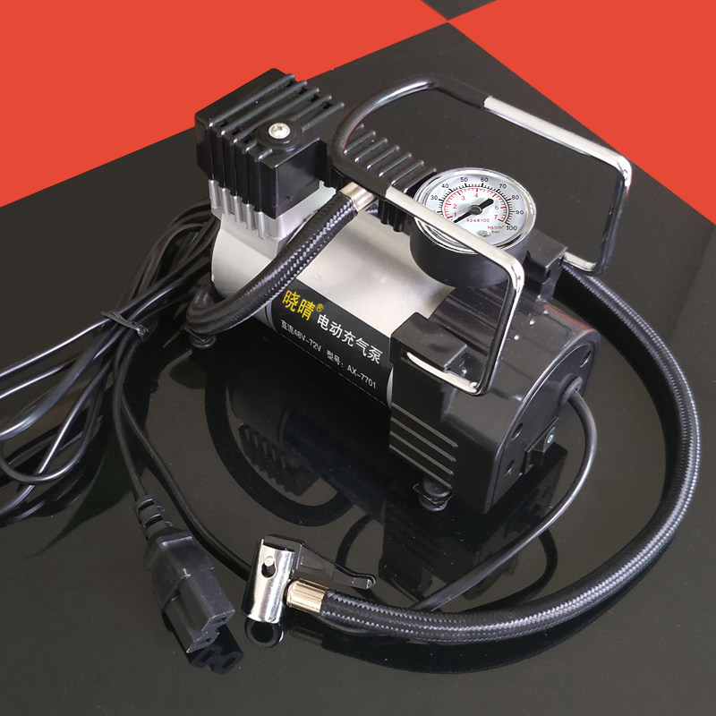 电瓶车电动充气泵48v60v72v真空胎通用便携式打气筒轮胎加气泵