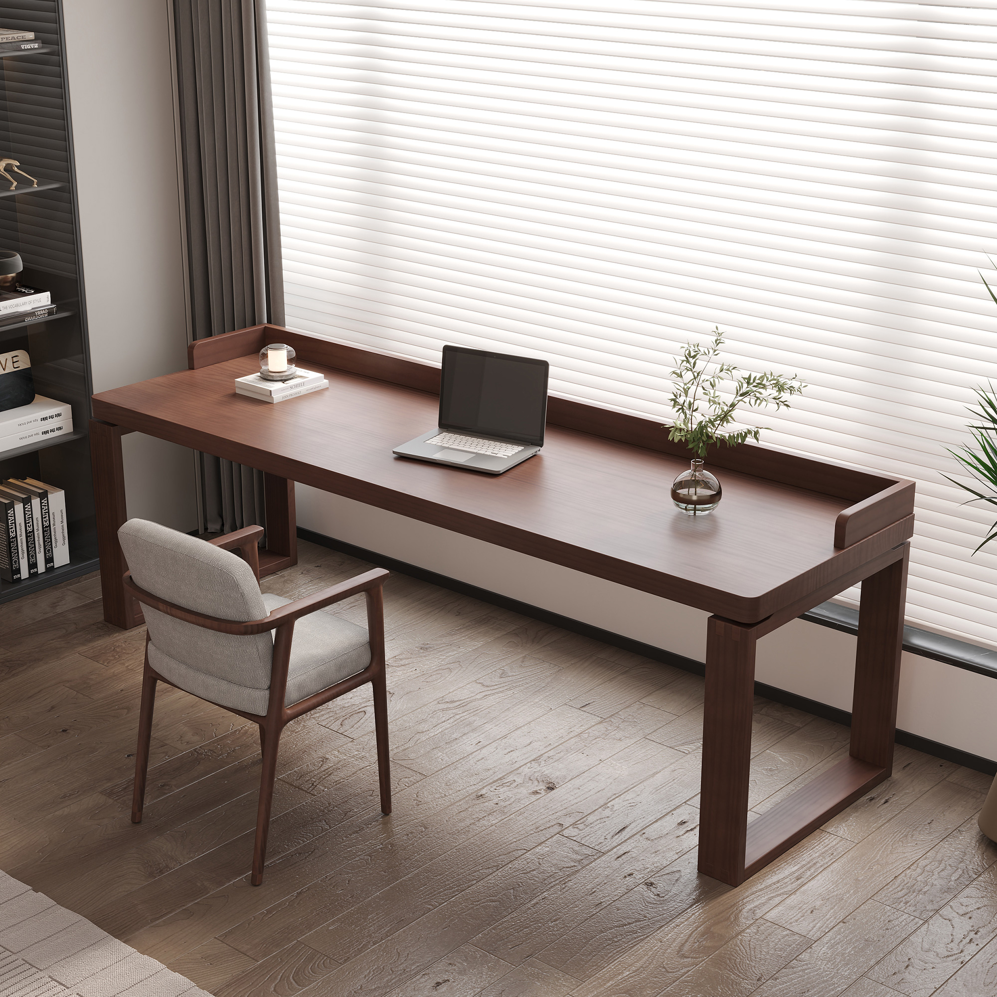 龙勋全实木简约书房电脑桌办公桌