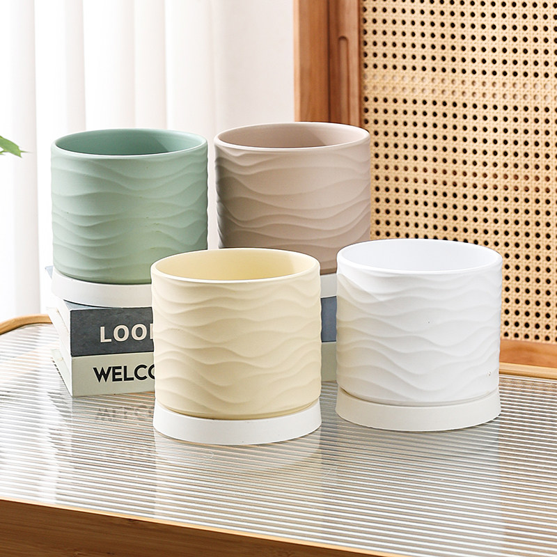 北欧陶瓷花盆ins风花盆带托盘家用蝴蝶兰虎皮兰绿萝绿植盆栽,鲜花速递/花卉仿真/绿植园艺,花盆,淘宝优惠券,粉丝福利购,淘宝优惠卷