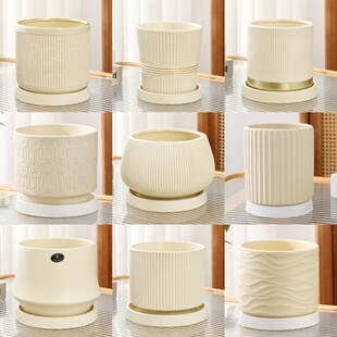 清仓捡漏陶瓷花盆绿植专用花盆北欧简约风格家用蝴蝶兰多肉绿植盆