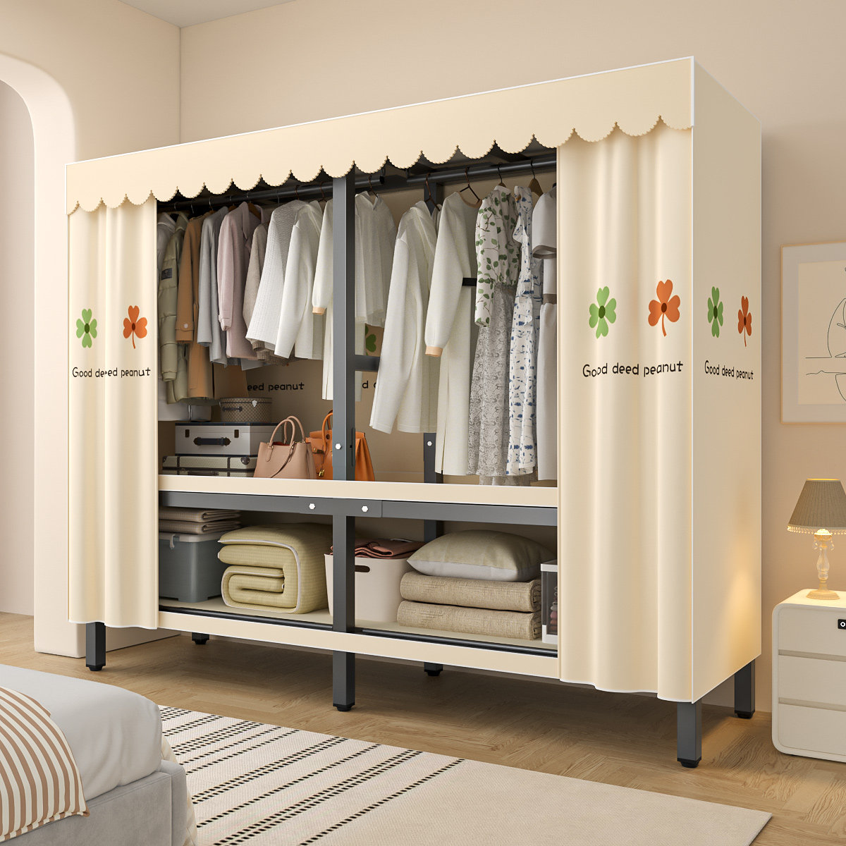 简易衣柜折叠免安装卧室家用出租房布衣柜结实耐用全钢架收纳衣橱,住宅家具,独立衣柜,淘宝优惠券,粉丝福利购,淘宝优惠卷